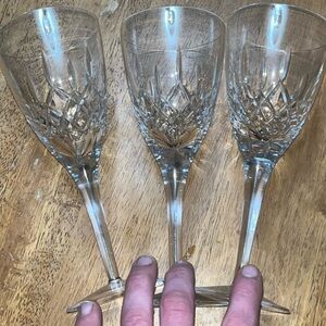 Vintage Heavy Cut Crystal Diamond 8” Goblets Set Of 3